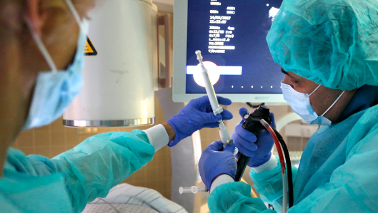 Lungenfunktionsmessung während der Behandlung im Klinikum Vest